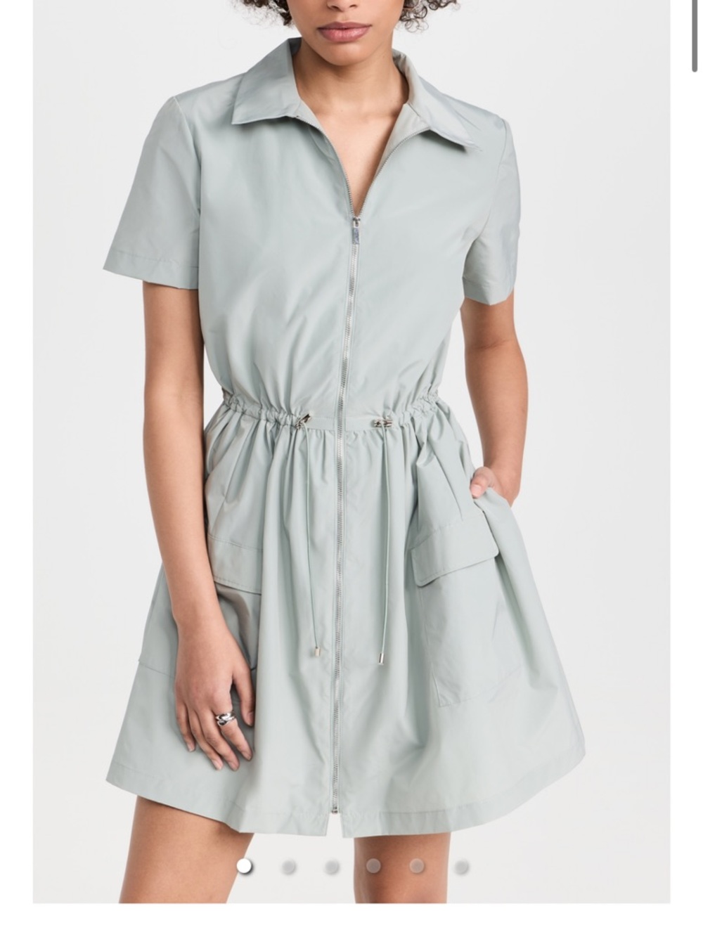 Amanda Uprichard Light Mint Vanessa Zip-Front Drawstring Mini Dress